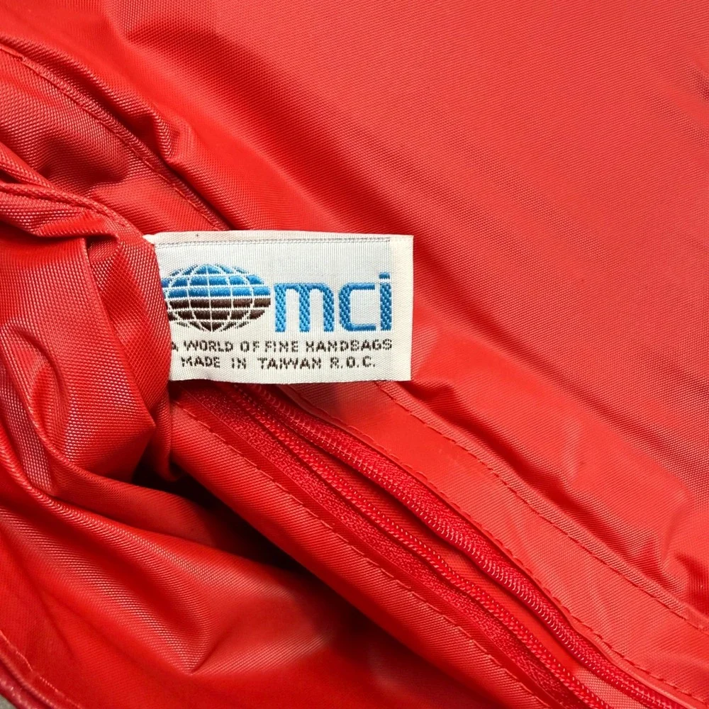 Vintage MCI Red Faux Leather Shoulder Bag Purse Clutch Handbag Y2K Retro 80s 90s